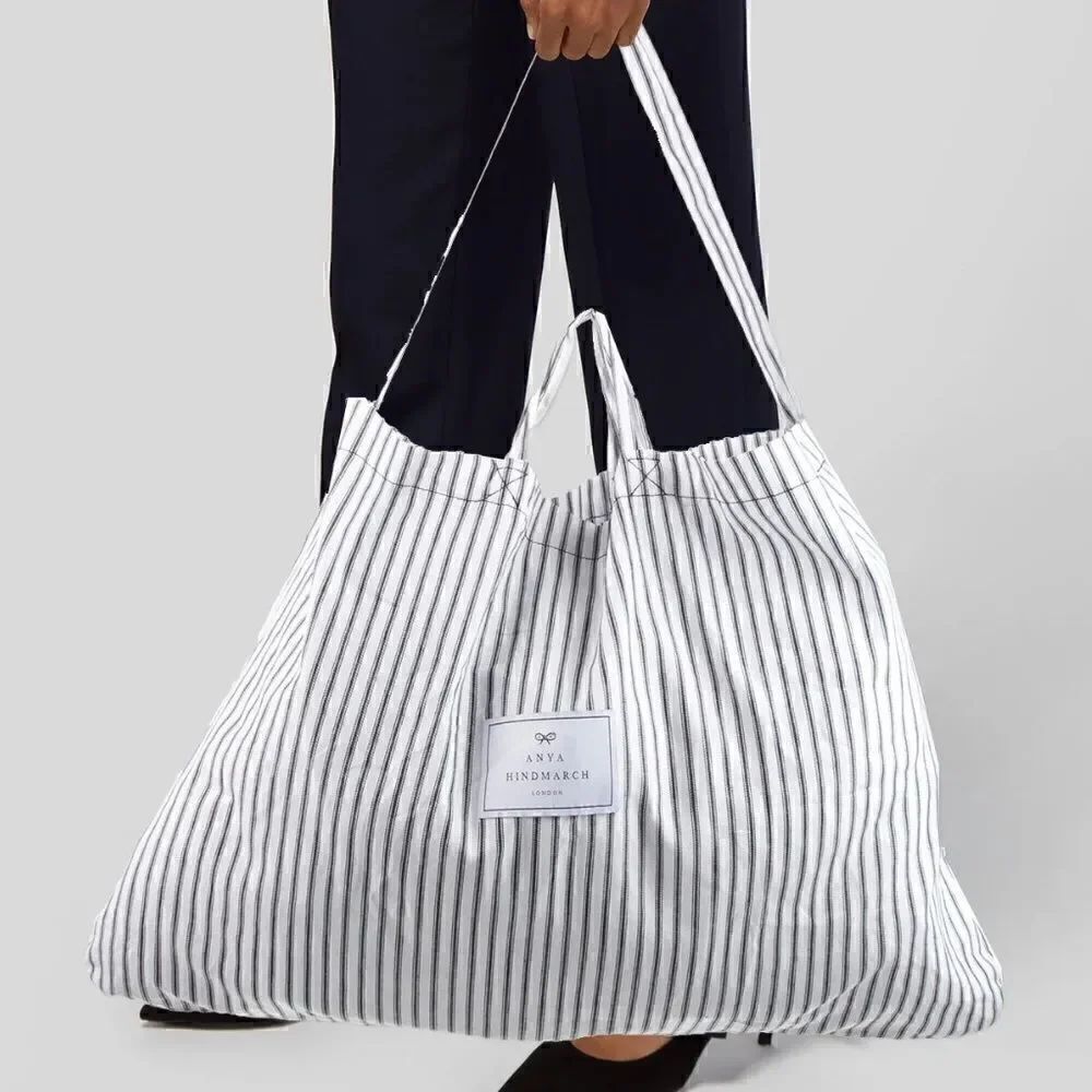 Anya Hindmarch Striped Canvas Tote #13